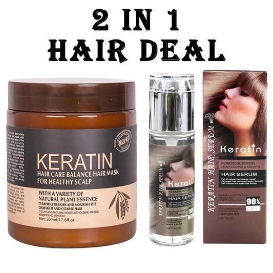 Buy 1 Get 1 Free Keratin Hair Mask +SERUM (Pack Of 2)